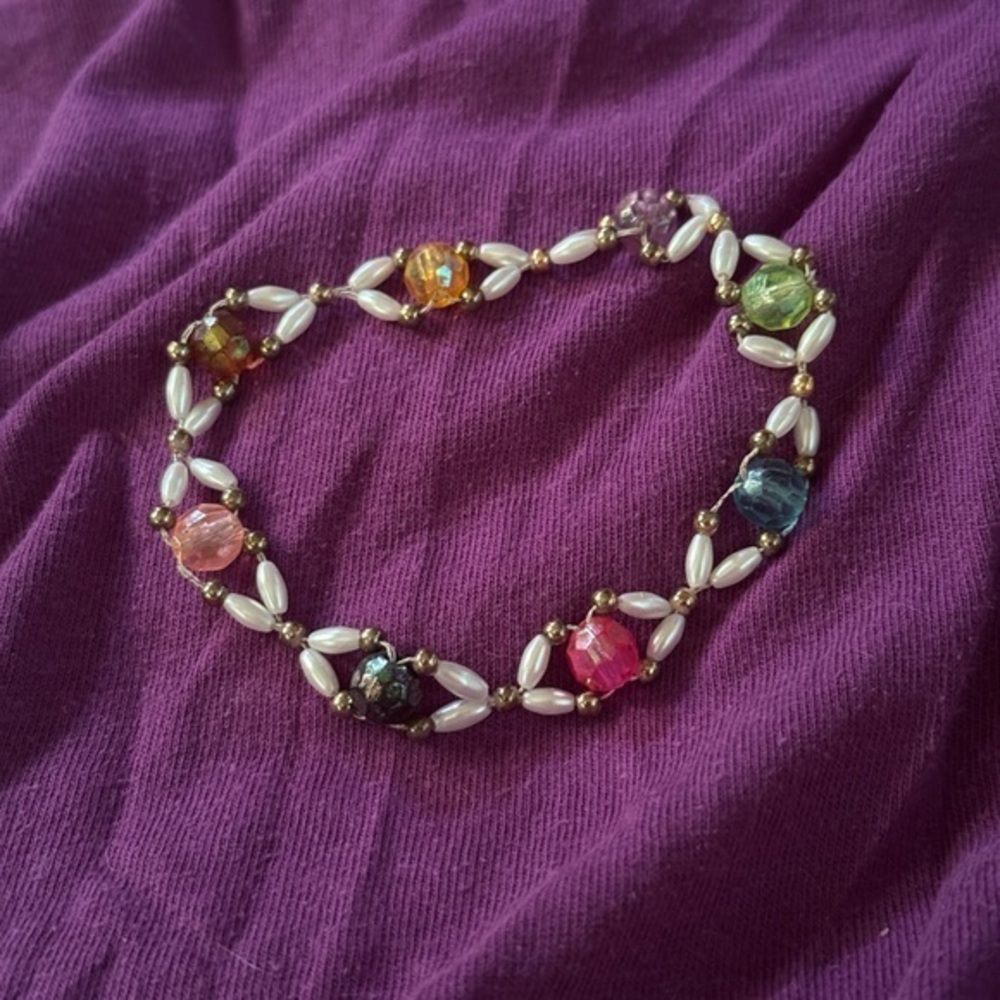 Multicolor Beaded Bracelet with Gold Accents